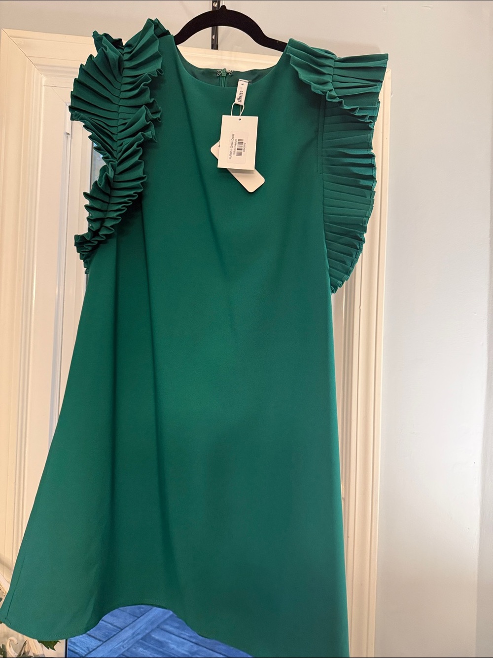 GLAM Emerald Green Ruffle Sleeve Dress NWT